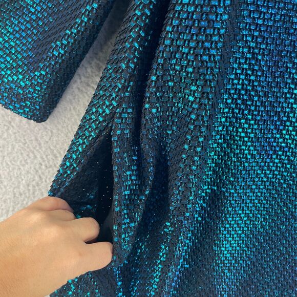 Free People Dress Diamond Forever Flowy Tunic L Blue metallic Pocket Cocktail - Picture 8 of 12